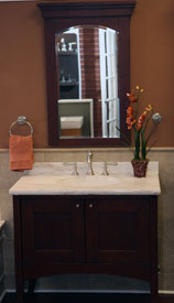 bathroom counter and cabinets